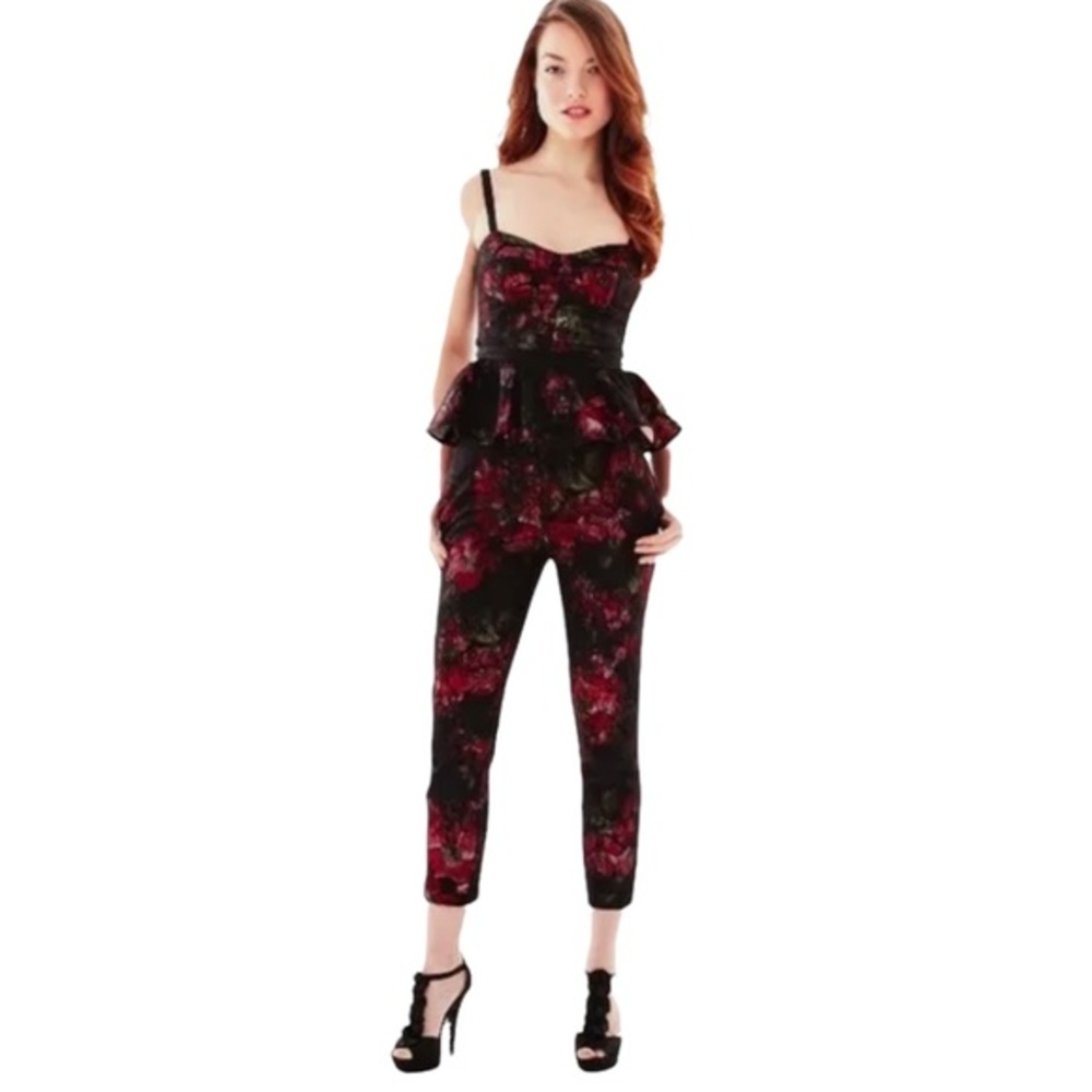 Pearl by Georgina Chapman of Marchesa Floral Print Lace Bustier Top and Pants